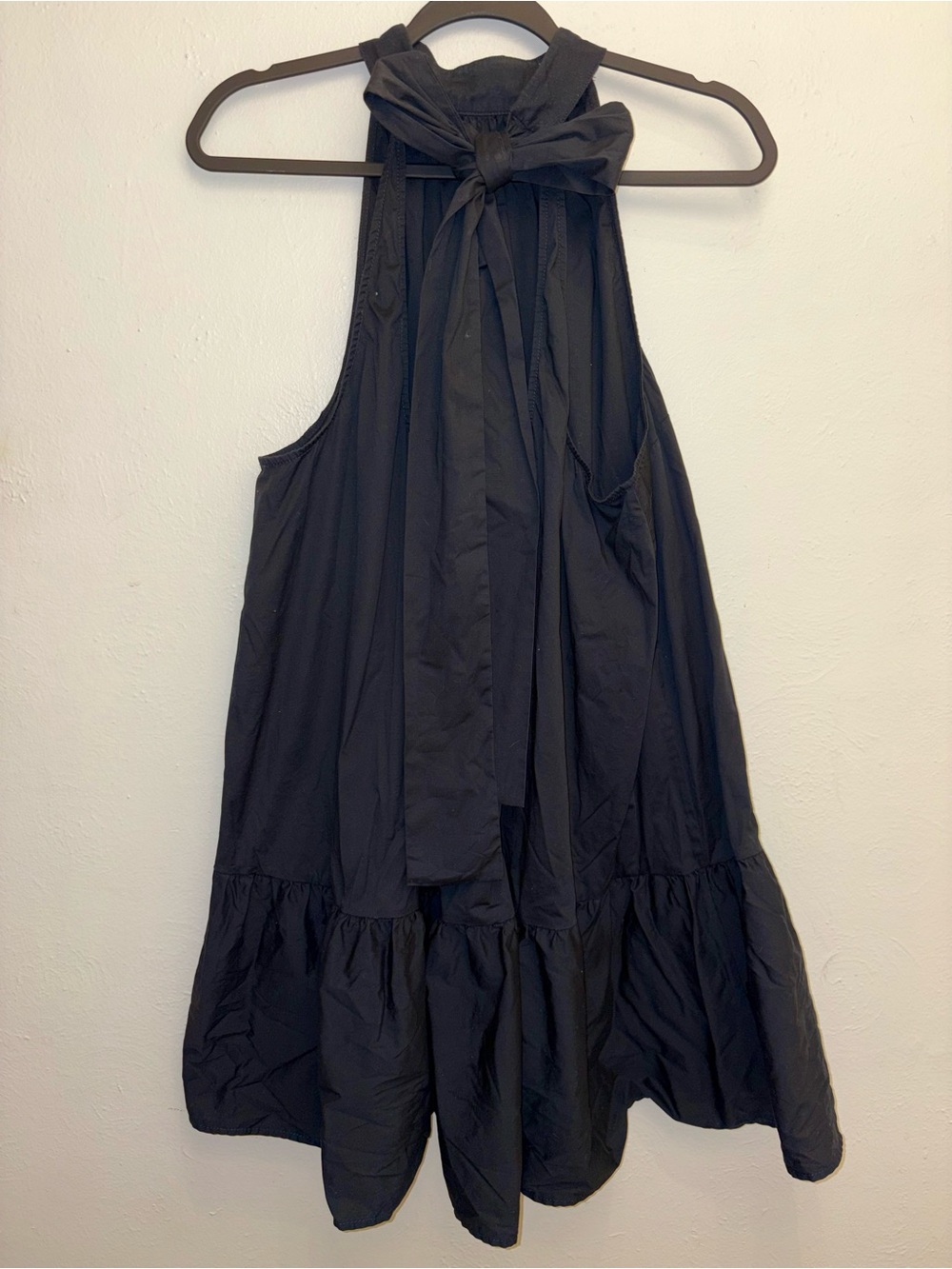Staud Marlowe High Neck Halter Tie Flounce Mini Dress - Picture 6 of 10